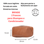 Necessaire Mágica em Couro Legítimo - Caramelo (2 Brindes)