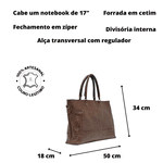 Bolsa para notebook - Transversal - Shopper em Couro - Marrom 