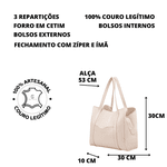 Bolsa Feminina Grande Tripla em Couro - Marfim