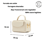 Bolsa Baú Jasmin Feminina Transversal Couro – Marfim