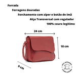 Bolsa Feminina Transversal Couro - Gerânio - Vermelha