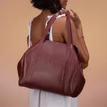 Bolsa Feminina Transversal Tiracolo Ombro Alça Removível e Regulável Tripla em Couro Legítimo - Vinho - Marsala