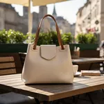 Bolsa Bucket Feminina Couro Legítimo Transversal Tiracolo Ombro Alça Removível e Regulável - Off White