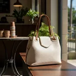 Bolsa Bucket Feminina Couro Legítimo Transversal Tiracolo Ombro Alça Removível e Regulável - Off White