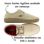 Sapato Safári Sport em couro taupe, solado em borracha e palmilha anatômica.
