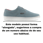 Sapato Safári Sport em couro azul claro, solado em borracha e palmilha anatômica.