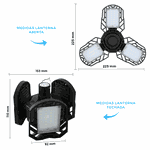 Lanterna LED Recarregável Solar e USB Dobrável Camping 3 folhas