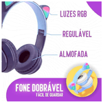 Fone de Ouvido Gatinho com Led Colorido KA-920