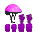 Kit Capacete Cotoveleira Joelheira Infantil Bike Skate Roxo