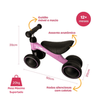 Bicicleta De Equilíbrio 4 Rodas Nuga Baby Rosa