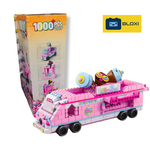  Blocos de Montar BLOXI 1000 Peças Caminhão Rosa Sorvete 6 em 1