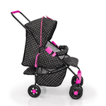 Carrinho de Boneca de Luxo Milano Preto e Rosa