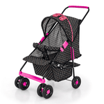 Carrinho de Boneca de Luxo Milano Preto e Rosa