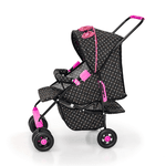 Carrinho de Boneca de Luxo Milano Preto e Rosa
