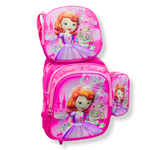 KIT ESCOLAR MOCHILA DE RODINHA, LANCHEIRA E ESTOJO - PRINCESA SOFIA