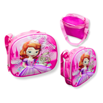 KIT ESCOLAR MOCHILA DE RODINHA, LANCHEIRA E ESTOJO - PRINCESA SOFIA
