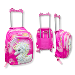  KIT ESCOLAR MOCHILA DE RODINHA, LANCHEIRA E ESTOJO - UNICORNIO