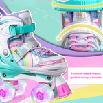Patins Roller Arco-Íris Rosa