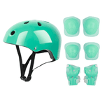 Kit Capacete Cotoveleira Joelheira Infantil Verde