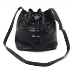 Bolsa Saco Couro Legitimo Liso preta REF:DM-13