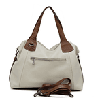 Bolsa grande couro legítimo off white com alça caramelo ref:DM-01