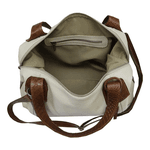 Bolsa grande couro legítimo off white com alça caramelo ref:DM-01