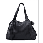 Bolsa grande ombro Couro preta ref:DM-14