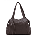 kit bolsa grande ombro couro e carteira chocolate ref:DM-14B