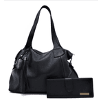 kit bolsa grande ombro e carteira preta ref:DM-14B