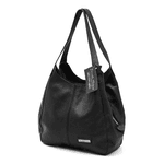 Bolsa media couro legítimo preta ref:DM-06