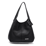 Bolsa media couro legítimo preta ref:DM-06