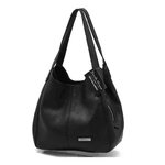 Bolsa media couro legítimo preta ref:DM-06