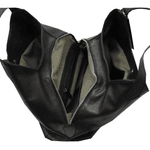 Bolsa media couro legítimo preta ref:DM-06