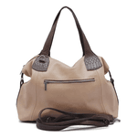 Kit bolsa grande nude com alça marrom+ Carteira croca marrom ref:DM-01B
