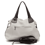 Kit bolsa grande +carteira couro legítimo off white com alças preta ref: DM-01B