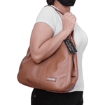 Bolsa media couro legítimo caramelo ref: DM-06