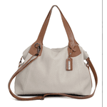 Kit bolsa grande trisse e carteira couro legítimo off white com alça caramelo REF:DM-01BTRISSE