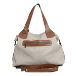 Kit bolsa grande trisse e carteira couro legítimo off white com alça caramelo REF:DM-01BTRISSE