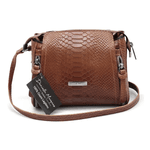 Bolsa pequena couro legitimo croco CARAMELO ref:DM-07CR