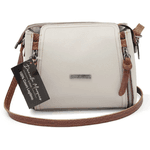 Bolsa pequena couro legítimo Off White com alça caramelo ref:DM-07