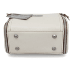 Bolsa pequena couro legítimo Off White com alça caramelo ref:DM-07