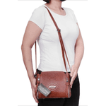 Bolsa pequena couro legitimo croco CARAMELO ref:DM-07CR