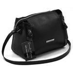Bolsa Feminina Couro Legitimo Pequena Transversal Preta Ref:DM-07