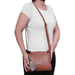 Bolsa Feminina Couro Legitimo Pequena Transversal caramelo Ref:DM-07