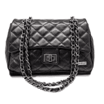 Bolsa Feminina Média couro legítimo preta REF:DM-17M