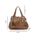 Bolsa Grande Couro Legitimo PRETA com alças transversal de GORGURÃO Caramelo DM-01G 