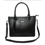 Bolsa grande couro legitimo croco preta ref:DM-05CR