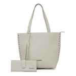 Kit bolsa grande couro legitimo+ mini+ carteira off white ref:DM-03C