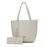 Kit bolsa grande couro legitimo + carteira off white ref:DM-03B