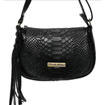 Mini Bolsa Couro legítimo croco Preta ref:DM-15CR